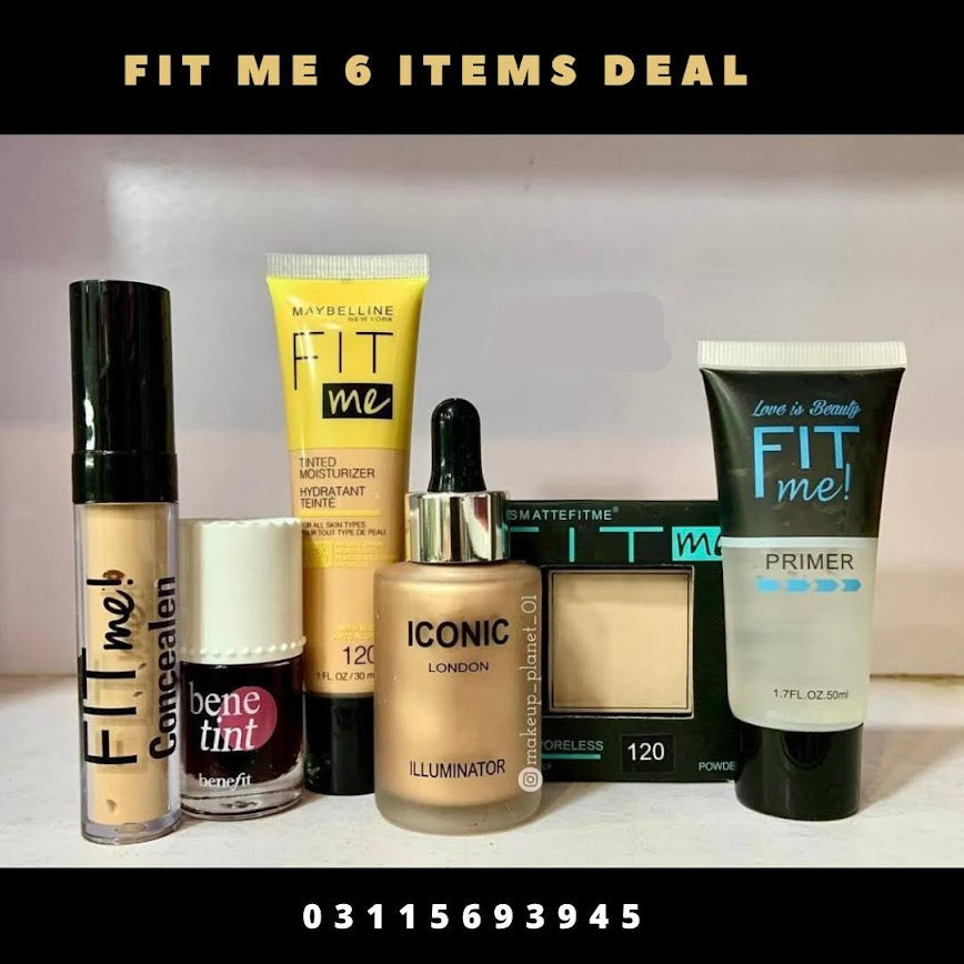 Fit Me Face Essentials (Iconic , Tube & concelor + Facepowder + Tint + Primer)