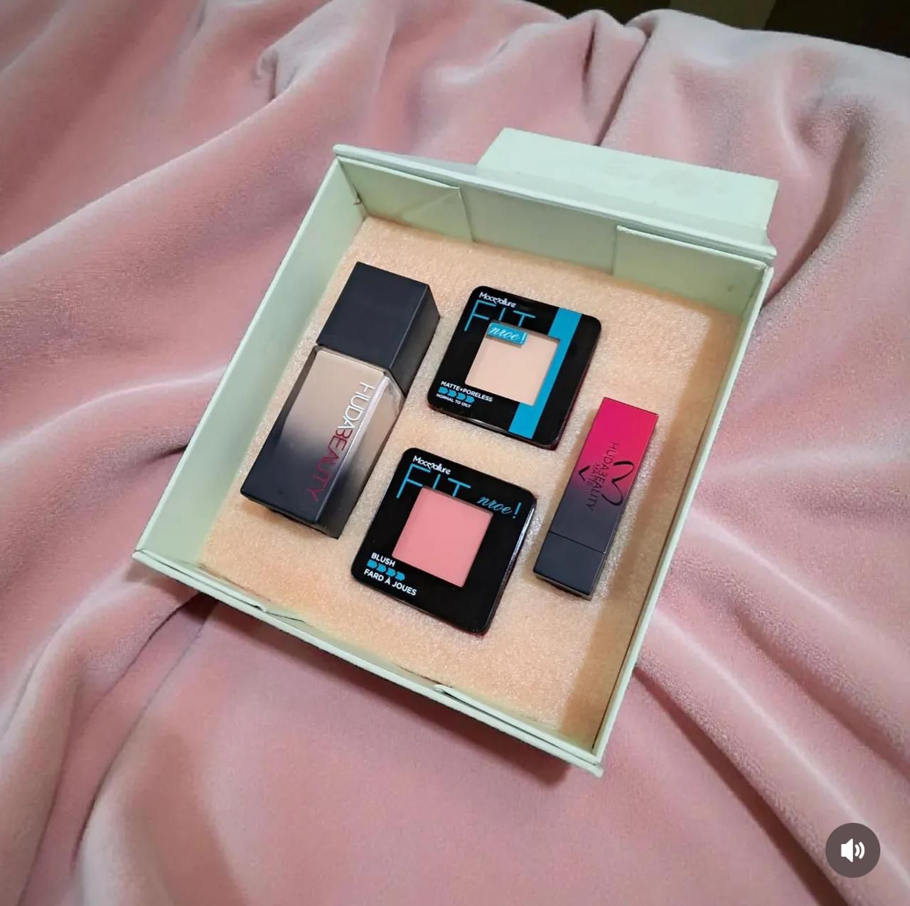 Makeup Deal – Huda Beauty Glass Foundation + Lipstick + Fit Me Face Powder + Fit Me Blusher