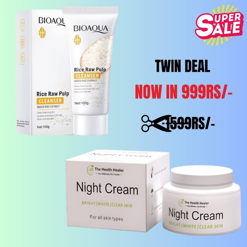 Twin Deal – Bioaqua Rice Pulp Cleanser & Health Healer Night Cream