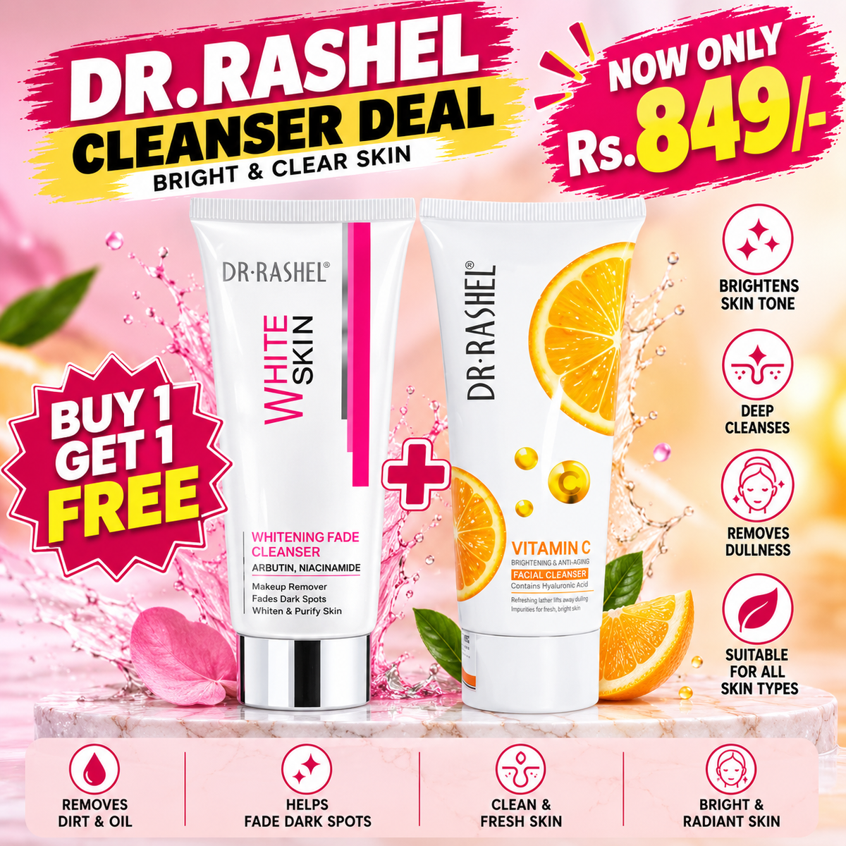 Dr Rashel Cleansers – Buy 1 Get 1 Free Deal
