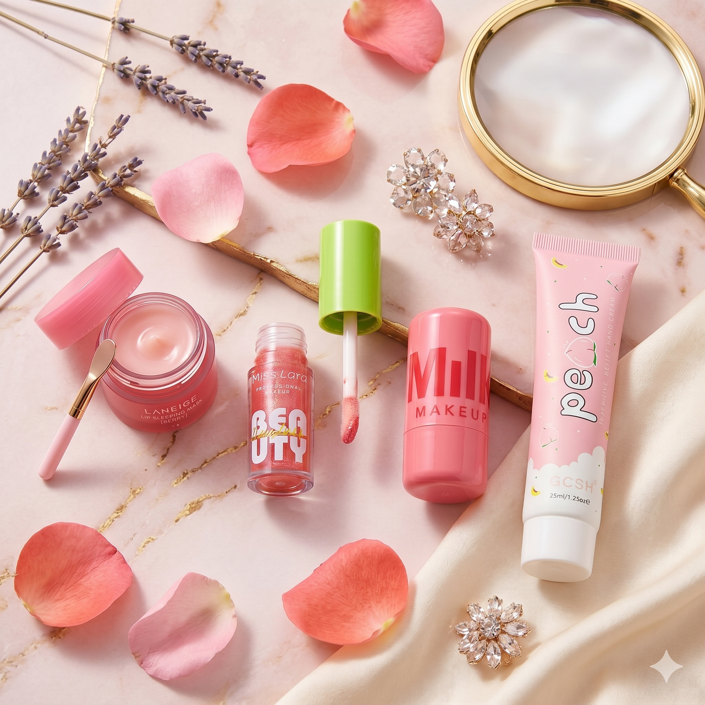 Lip & Hand Care Deal – Laneige Lip Mask, Milky Tint, Lara Beauty Gloss & Pocket Hand Cream