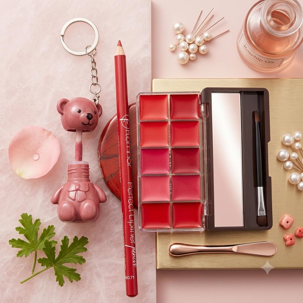 Beauty combo (10 Color Lip Kit, Teddy Gloss, and Lip Pencil)