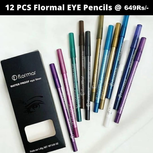 12 Pcs Flormar Eye Pencils