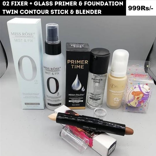 5 ITEM DEAL – Fixer, Primer, Foundation, Contour Stick & Blender