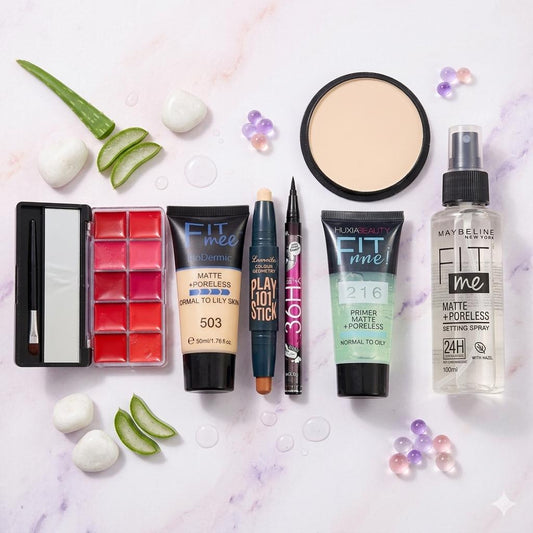 10 Color Lip Kit + Tube Foundation & Primer + Twin CS + Eyeliner + Fixer & Pancake Deal