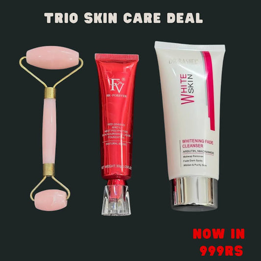 Trio Skincare Deal – Dr. Rashel Whitening Face Wash + FV Foundation + Jade Roller