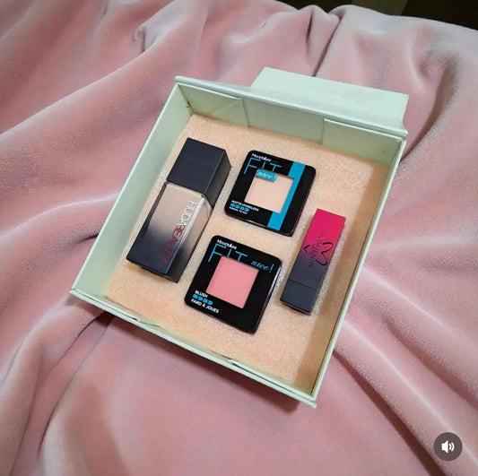 Makeup Deal – Huda Beauty Glass Foundation + Lipstick + Fit Me Face Powder + Fit Me Blusher