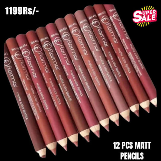 12 Pcs Flormar Matte Lip Pencils