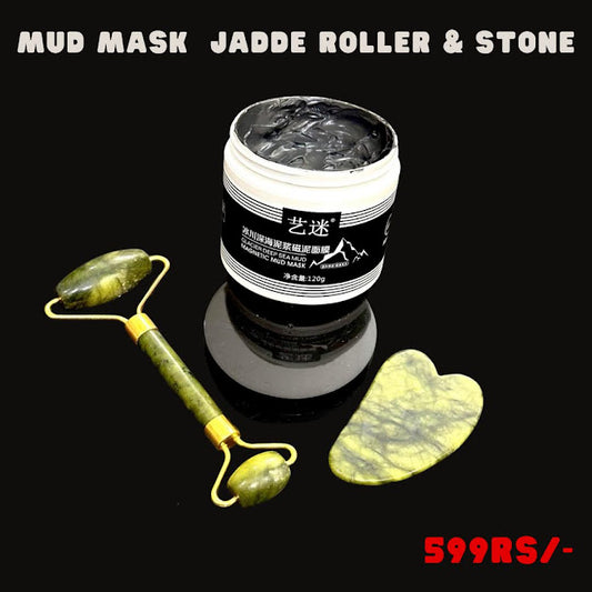 Glow & Relax Combo – Mud Mask + Jade Roller