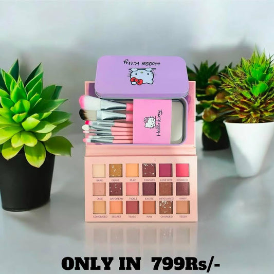 Huda Beauty Nude Eyeshadow Palette + Hello Kitty Brush Set