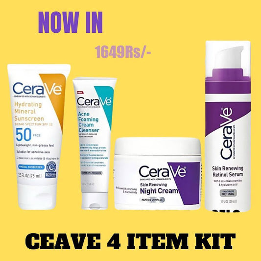 CeraVe 4 Items Skincare Deal – Night Cream, Retinol Serum, Acne Cleanser &  Mineral Sunscreen