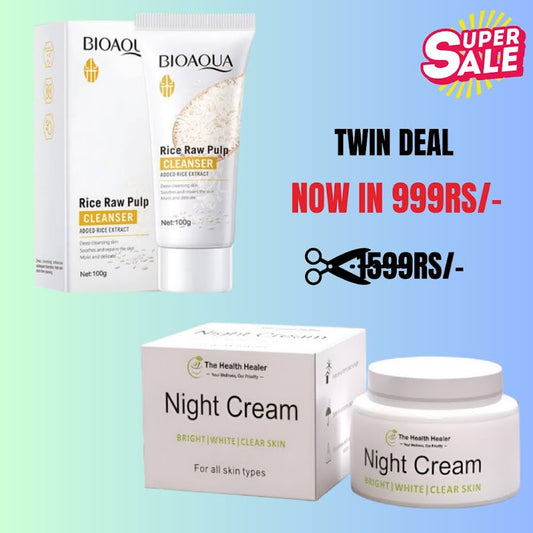 Twin Deal – Bioaqua Rice Pulp Cleanser & Health Healer Night Cream