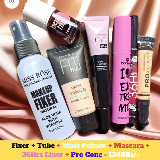 Fixer , Tube Found , Matt primer , Mascara , 36HR Liner , Pro Conc & Benetint