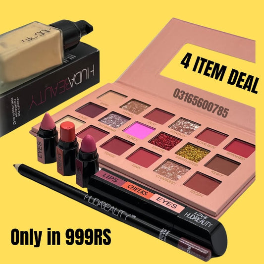 Huda Beauty 4-in-1 - Nude kit, Glass found, 3 In 1 Stick & lip pencil