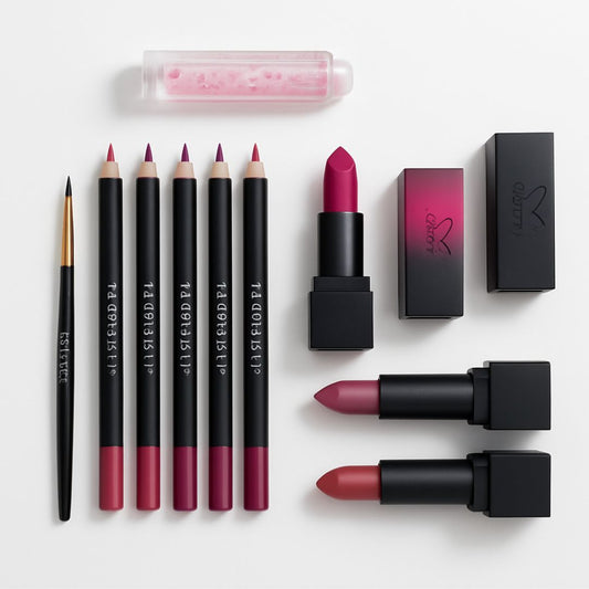 Lip Deal Combo: 3 Lipsticks + 5 Lip Pencils + Brush & Lip Oil