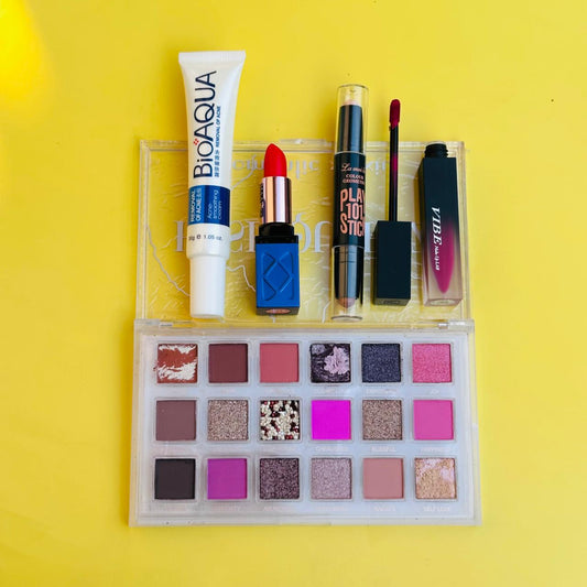 Ramzan Deal -  Eye Kit, Bio Aqua Acne Cream, Lipstick, Contour Stick, and Lip Gloss
