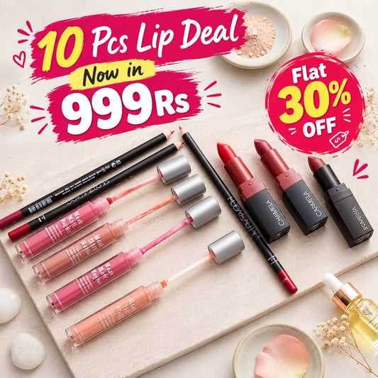 10 Pcs Lip Deal – 3 Lipsticks + 4 Matte Gloss + 3 Lip Pencils