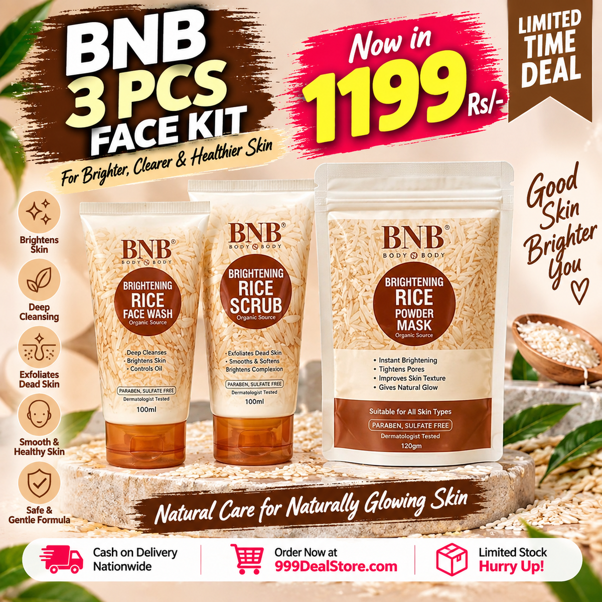 BNB Rice Brightening Glow Kit