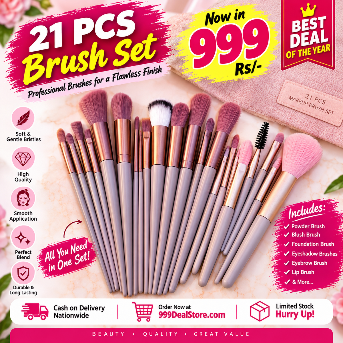 21 Pcs Makeup Brush Set
