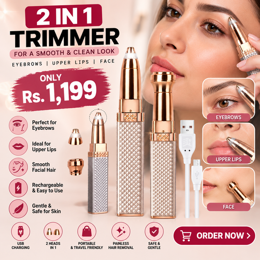 2 in 1 Flawless Trimmer – Facial & Eyebrow Hair Remover