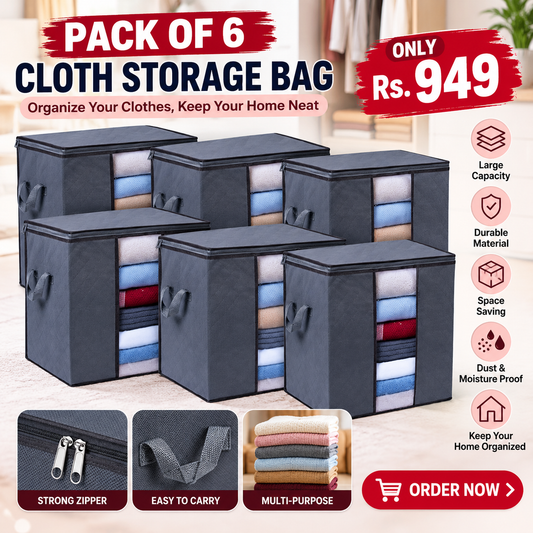 Pack of 6 Cloth Storage Bags