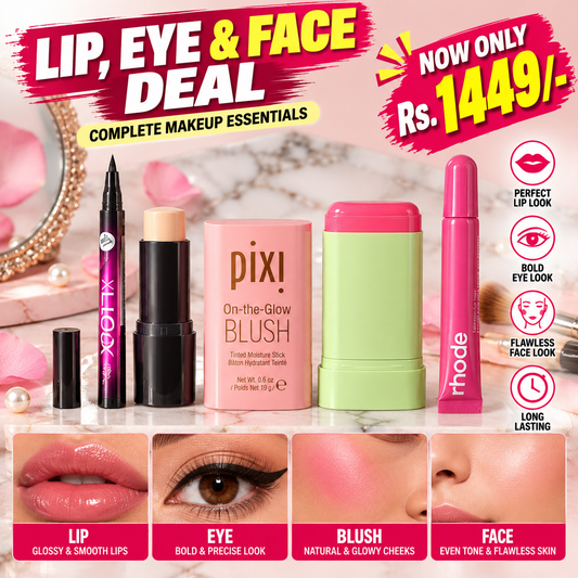 Premium-inspired makeup deal (Pixi Blush stick + Rhode peptide + Face stick + 36Hr liner)
