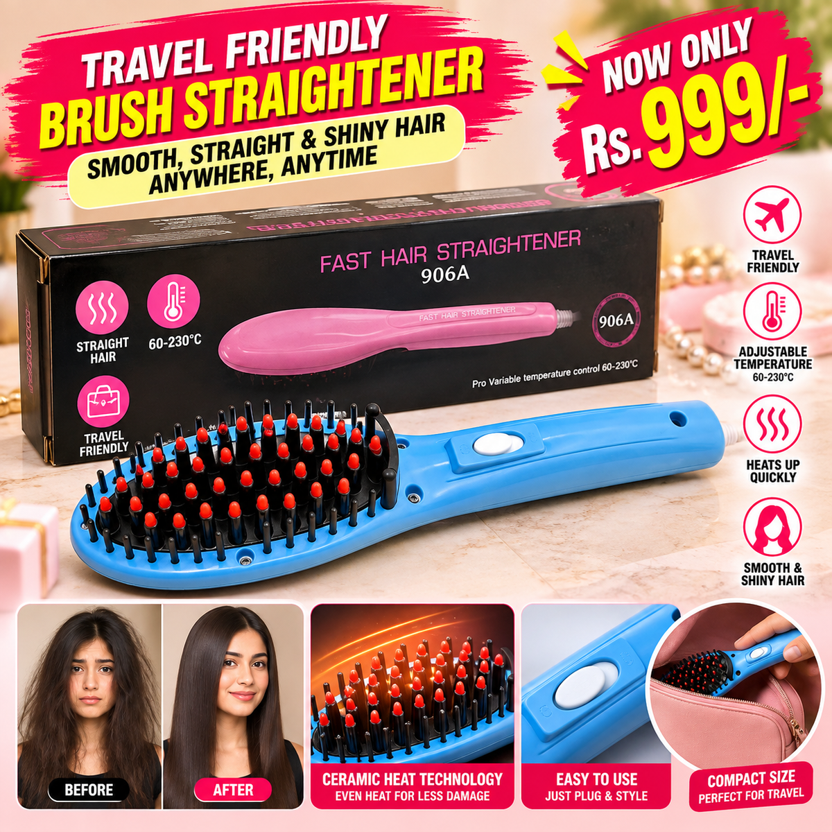 Mini Brush Straightener