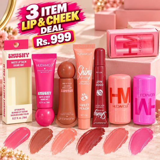 3 Items Lip & Cheek Deal – Smushy Gloss + Shiny Gloss + Jelly Tint