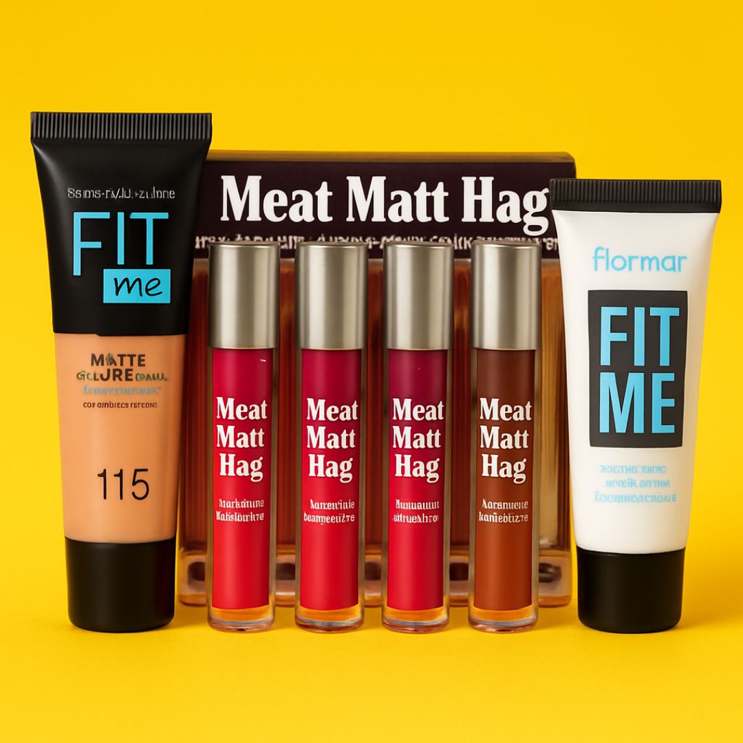 Complete Matte Makeup Deal – 3 Pcs Meet Matte Gloss, Fit Me Tube Foundation & Primer