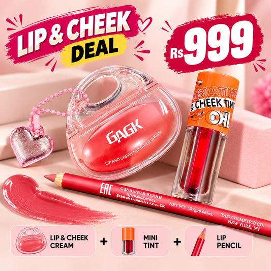 3-Piece Lip & Cheek Deal – GAGK Cream, Mini Tint & Lip Pencil