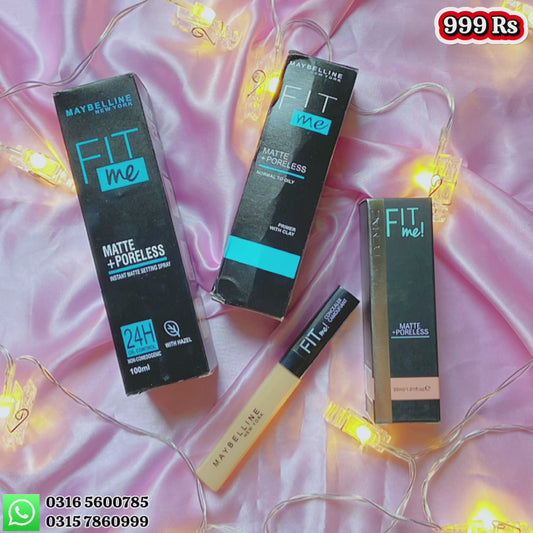 Fit Me 4-Item Makeup Deal (Glass found & Primer , Fixer & Conc)
